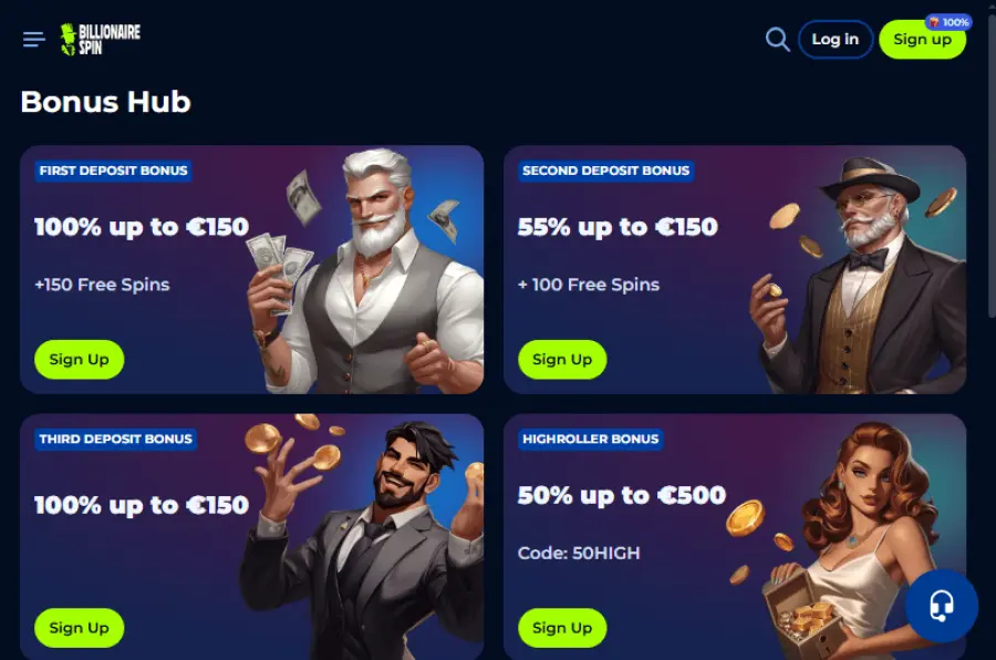 Billionaire spin bonus code
